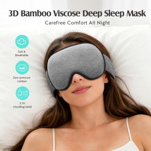 YFONG Sleep Mask for Side Sleeper Women Men, Soft Breathable Bamboo Viscose - color: Dark Gray