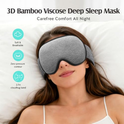 YFONG Sleep Mask for Side Sleeper Women Men, Soft Breathable Bamboo Viscose - color: Dark Gray