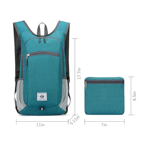 DOJUNS Hiking Backpack 15L Small Travel Backpack Lightweight Foldable Daypack Packable Camping Backpacks for Women Men (Black) - color: Black