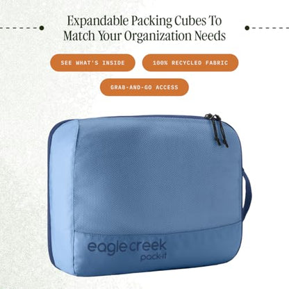 Eagle Creek Pack-It Reveal Expansion Cube - Adjustable Storage Expansion Cube for Travel - Durable Compression Zipper - Water-Resistant - Sustainable - Medium - Blue Dawn - color: Blue Dawn