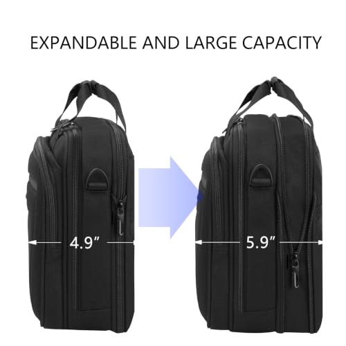 VANKEAN Laptop Briefcase Fits 15.6"-16" Laptop Slim Expandable Shoulder Bag - color: Black-black, size: 15.6"