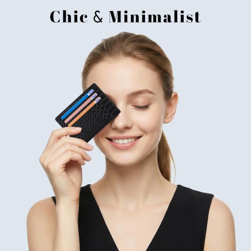 Airkit Small Slim ID Case, Womens Credit Card Holder Wallet, RFID Sleeve - color: Black Crocodile