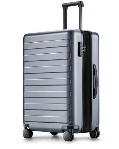 NINETYGO Medium Checked Luggage 24 Inch, Checking In Luggage with Smooth Spinner Wheels, Expandable, Hard Shell PC Suitcase, Lightweight Travel Luggage, TSA Approved (Grey, Rhine Max) - color: 01-Grey (Expandable), size: Checked 24-Inch