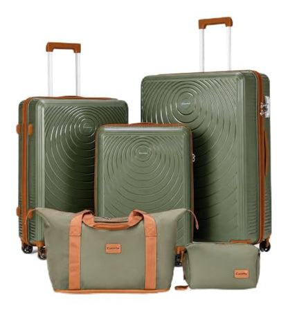 CONCEPTEN Luggage Sets 5 Piece,PP Suitcase Set with Spinner Wheels,TSA Lock - color: Olive Drab, size: 5 Piece Sets (21/25/29/Db/Tb)