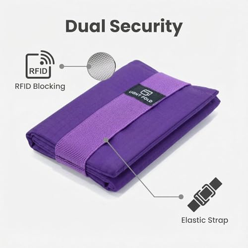 LIGHT FOLD Trifold Nylon Slim Wallet for Men, RFID Blocking Front Pocket - color: 02 Purple