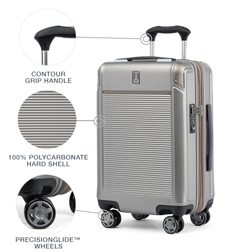 Travelpro Platinum Elite Hardside Carry-On Luggage, Sand, 21-Inch - color: Metallic Sand, size: Carry-on 21-Inch