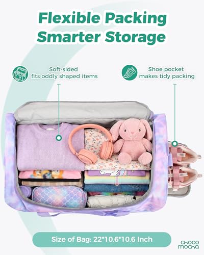 Choco Mocha Boys Suitcase with Wheels, Kids Rolling Duffle Bag Luggage for Travel 22inch, Galaxy Blue - color: Galaxy Blue, style: Duffle Only