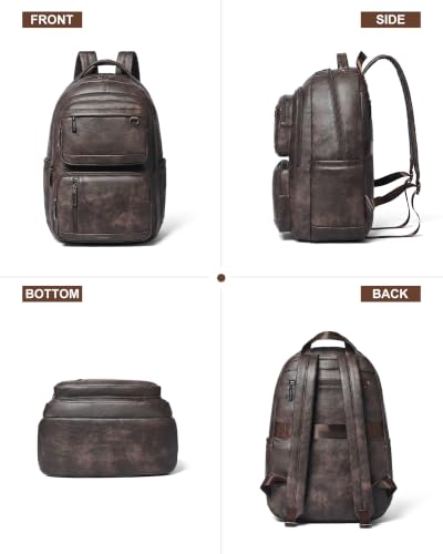 LATMAP Vegan Leather Backpack 17Inch Laptop Backpack for Women Men Coffee - color: Coffee Color