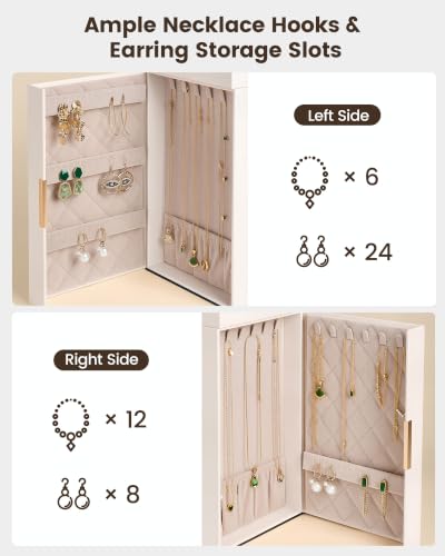 Lolalet Large Jewelry Box, 7-Layer Jewelry Organizer with 6 Drawers -Beige - color: Beige, size: 7-Layer (11.4" W × 6.9" D × 13" H)