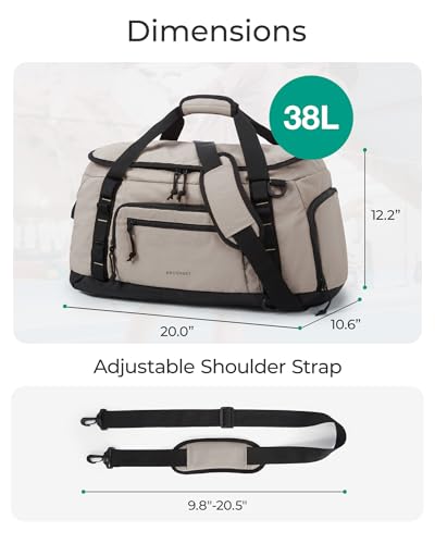 BAGSMART 4-IN-1 Gym Bag for Women Men, TSA Duffle Bag for Travel - color: Camel