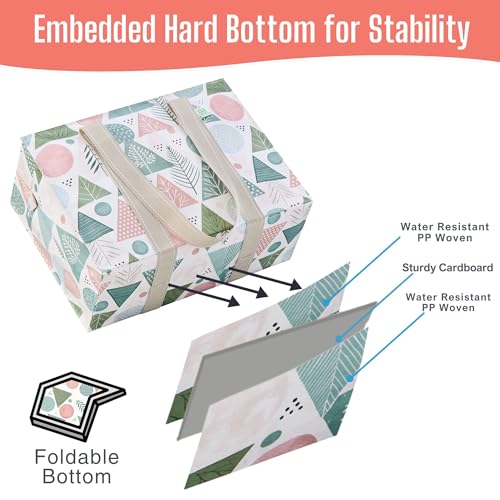 VENO 2 Pack Utility Tote Reusable Grocery Bags with Zipper & Hard Bottom - color: Pastel Forest, size: 2 Pack