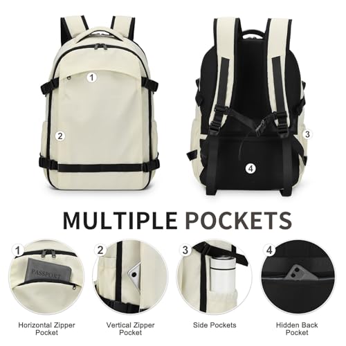 Travel Backpack Women Men Lightweight TSA Approved Carry On Bag - color: Beige