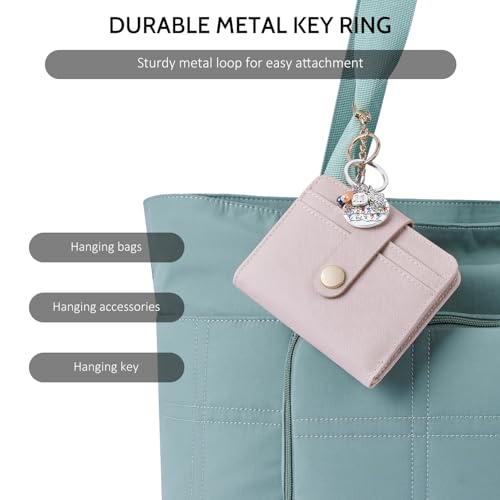 POIUGOYA Slim Wallet for Women RFID Card Holder Keychain - color: Pink Champagne