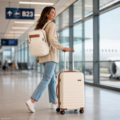 Carry On Luggage 22x14x9 Airline Approved Suitcase with Wheels, 3 Piece - color: White, size: 3 Piece Sets (20/BP/TB)
