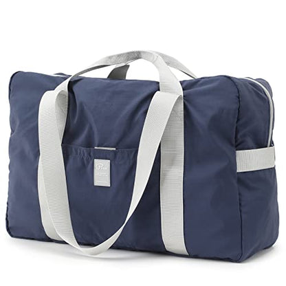 VanFn Foldable Travel Duffel Bag, Lightweight Packable Gym Sports Bag, Water-Resistant Nylon Weekend Bag with Shoe & Bottle Pockets, Luggage Sleeve, Shoulder Strap for Women and Men, P.Travel Series - color: Midnight Navy