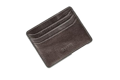grande 3633 - Slim Genuine Leather Card Holder for Men & Women – Minimalist Front Pocket Wallet with 6 Card Slots, Compact Leather Credit Card Case (Rustic Gray) - color: Rustic Gray
