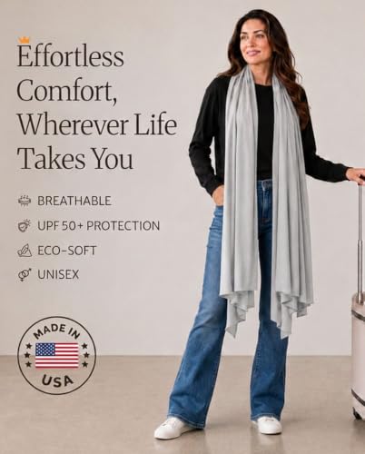 Happyluxe Pashmina Shawl Wraps for Women | USA Made Travel Scarf for Women - color: Silver Gray