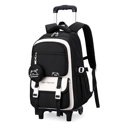 Rolling Backpack for Girls Kids Backpack with Wheels - color: 05-2 Wheels-black, size: 2 Wheels