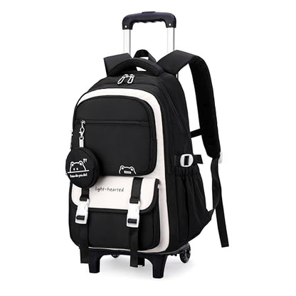 Rolling Backpack for Girls Kids Backpack with Wheels - color: 05-2 Wheels-black, size: 2 Wheels