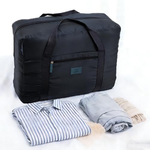 1 Pcs Travel Foldable Bag, Travel Duffel Bags, Lightweight Bag (Black) - color: Black