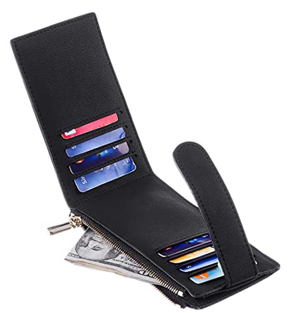 Chelmon Women's RFID Slim Card Holder Wallet - color: Black Smooth