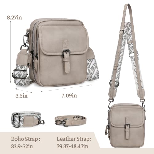 Leather Crossbody Bag for Women Small Anti Theft Messenger Purse - color: Cloud Grey