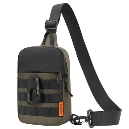 Peicees Small Sling Bag for Men Women Mini Tactical Crossbody Pack - color: Army Green