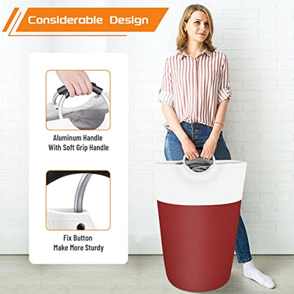 BlissTotes 90L Laundry Basket, Freestanding Collapsible Hamper, Red - color: Red, size: 90L