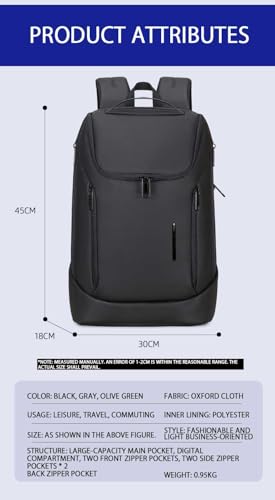 Shockproof Waterproof Laptop Backpack, 17-Inch Anti-Scratch Travel Backpack with Large Storage(Black/Gray/Green) (Grey) - color: Grey