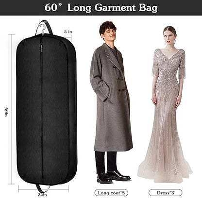 Limoomil 60" Heavy‑Duty Garment Bag, Wedding & Gown Cover, Darkgrey - color: Darkgrey, size: 60" x 24" x 5"