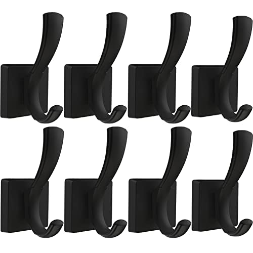 TOFIIGREM Black Wall Hooks Coat Hook, Towel Hooks Robe Hook for Bathroom, Entryway Mudroom Hooks for Hanging Coat Key Hat Backpack (8 Pack, Black) - color: Black, size: 8 Pack