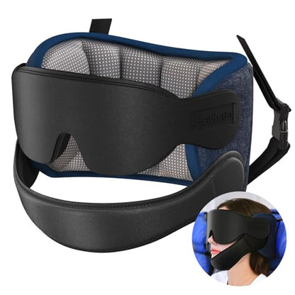SARISUN Travel Pillow with Chin Strap, Stable Head Support for Long Flight - color: Mottled Grey