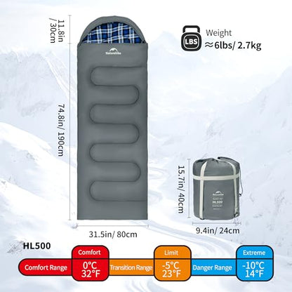 Naturehike Lightweight Compact Sleeping Bag, 59℉/32℉ Envelope Ultralight Backpacking Sleeping Bag Portable, Waterproof with Compression Sack for Cold&Warm, Camping, Traveling, Hiking - color: Gray