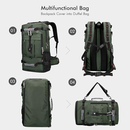 WITZMAN Travel Backpack for Men Duffle Luggage Bag with USB Charging Port - color: Army Green
