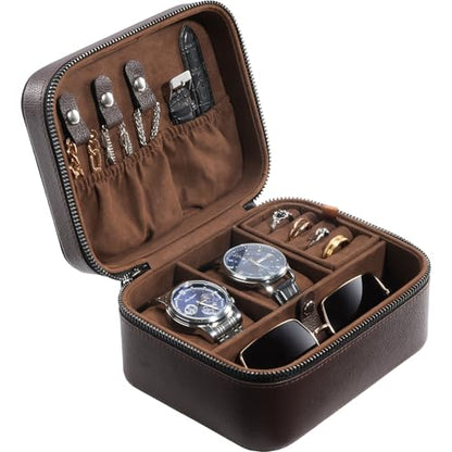ProCase Travel Watch Case, 2 Slots Mens Jewelry Box -Brown - color: Brown, size: 2-Slot
