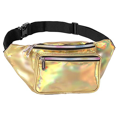 SoJourner Waterproof Holographic Fanny Pack, Gold - color: Holographic Gold