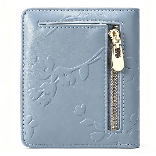 Small RFID Womens Wallet Travel Bifold Compact Slim thin Credit Card Holder - color: Blue