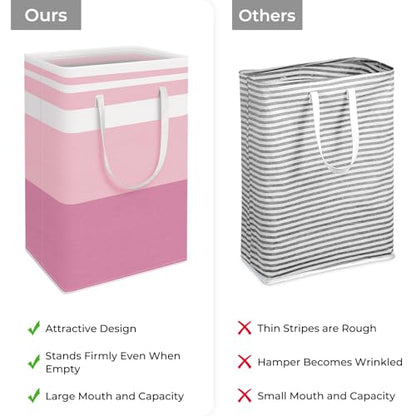 HomeHacks 2 Pack Laundry Baskets, Laundry Hampers Bags (Grey+Pink 88L) - color: Grey+Pink, size: 88L