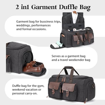 Wildroad Garment Bags for Travel - Canvas Duffle Bag with Shoe Compartment - color: Grey 01, size: Large-50L Duffle Bag