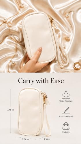 Lolalet Travel Jewelry Case Organizer, Ultra-Slim Soft Pouch -Creamwhite - color: Creamwhite