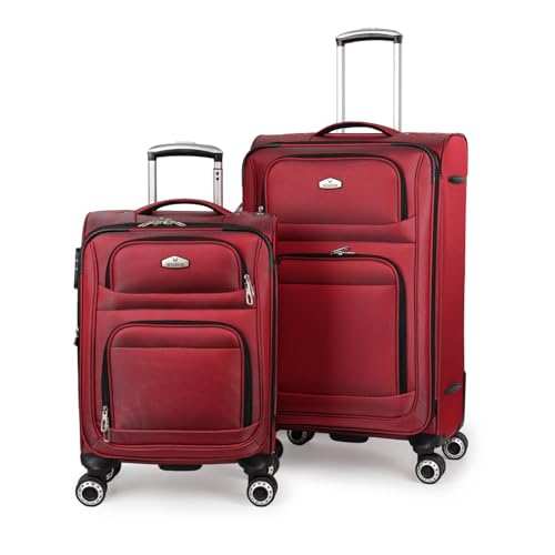 Softside Luggage Sets 2 Piece(20/26in),Expandable 15% - color: Red, size: 2-Piece Set (20"/26'')