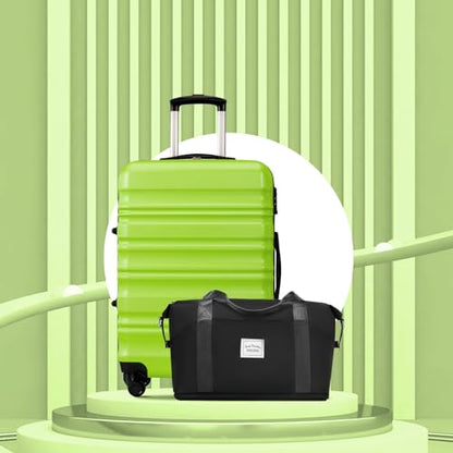 LONG VACATION Luggage Sets, 6 Piece, Hardshell Suitcase with Spinner Wheels - color: APPLE GREEN, size: 6-Piece Set