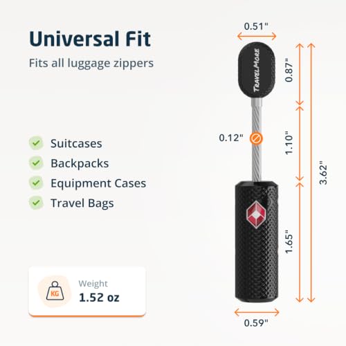 TravelMore TSA Approved Locks for Luggage with Keys, Secure Travel Locks - color: 1 Pack - Black
