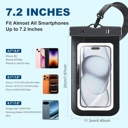 2Pack Waterproof Phone Pouch IPX8 with Armband (1, Black) - color: Black