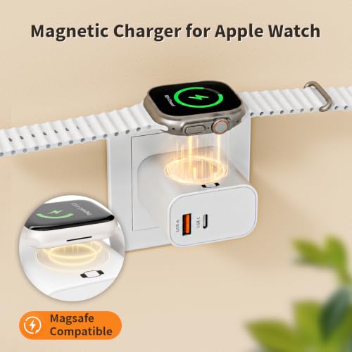 3-in-1 Charging Blocks for Apple Watch,23W Dual Port Compact Charger Block