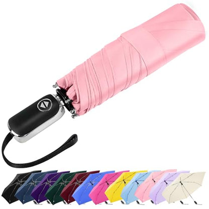미니 플랫 우산 자동 컴팩트 여행용 레인 포켓 지갑 106.8cm(42/46인치) - color: 핑크, size: 42인치