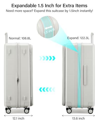 MILADA 28 Inch Large Checked Luggage, Expandable Hardshell Suitcase with 360° Spinner Wheels & TSA Lock, Durable Extra Large Rolling Trunk for Travel, International Vacation, White - color: White, size: 28" Checked Large