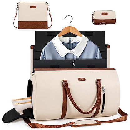 Convertible 2-in-1 Garment Bags for Travel with Waterproof Shoe Compartment - color: A-off White