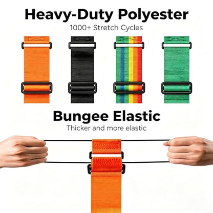 Adjustable Luggage Straps, 2 Pack Rainbow Elastic Bungee Connector, Heavy Duty Travel Belt to Connect Two Suitcases, Secure Add-a-Bag Strap for Carry On, Cruise & Travel Essentials - color: Rainbow