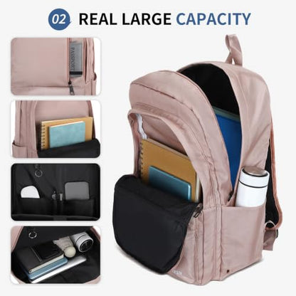 Laptop Backpack for Men & Women 15.6 Inch Office Anti Theft, Pink - color: Pink